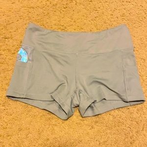 Grey midrise booty shorts with hidden donut Feed Me Fight me